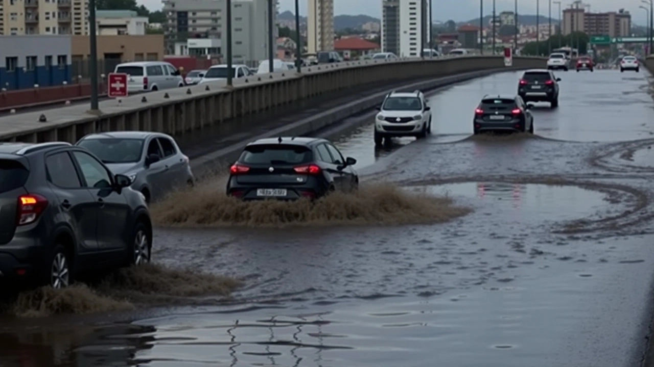 Fortes Chuvas Provocam Enchente no Viaduto da Av. Cristiano Machado em Belo Horizonte